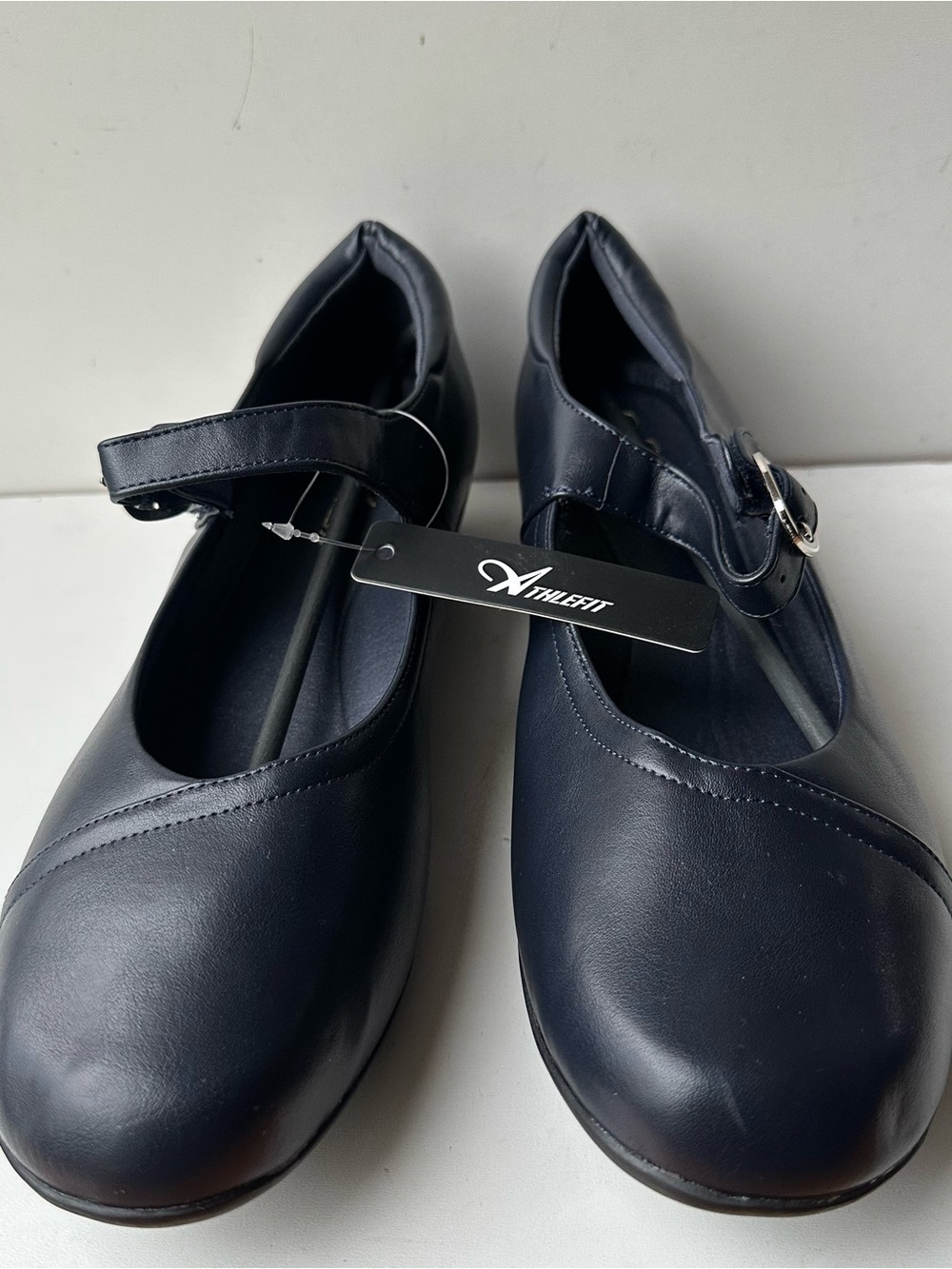 Athefit Women’s Mary Jane Flats Navy Blue Comfort Shoes Size 10 New